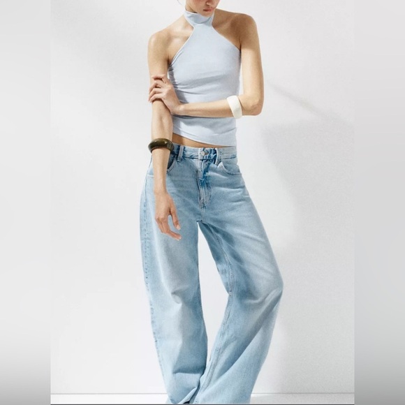 Zara POLYAMIDE HALTER TOP - Picture 1 of 5